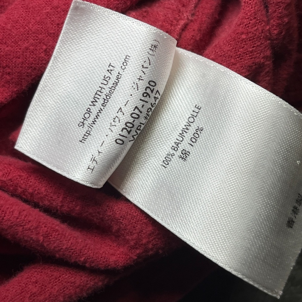 Vintage Eddie Bauer Shirt Men's Large Red Chamois Cloth Flannel Pockets Outdoors - Picture 7 of 10